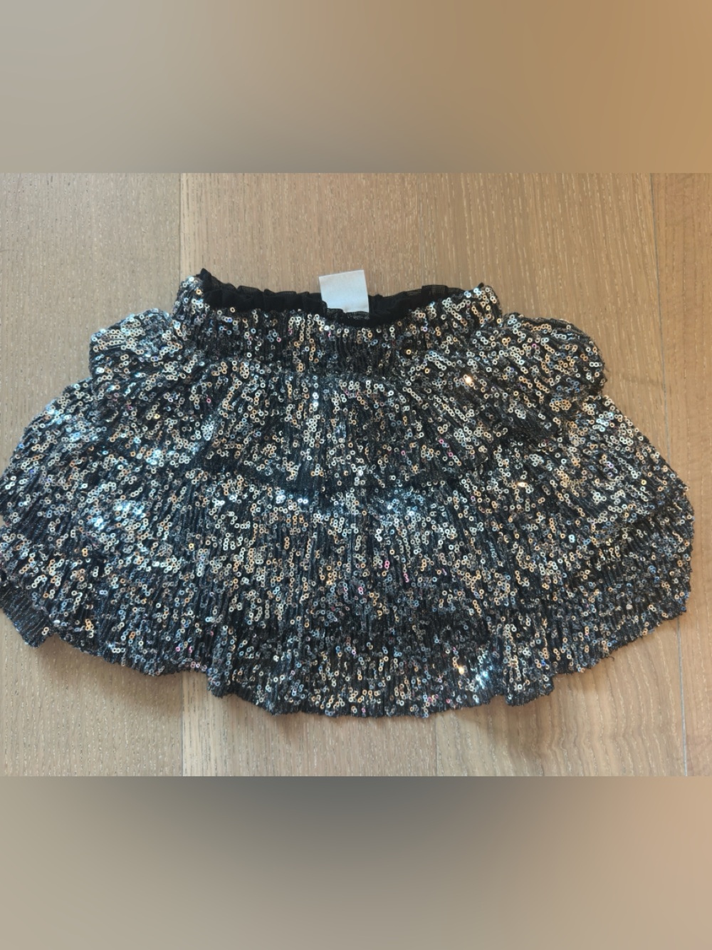ZARA Girls Sequin Ruffle Skirt Elastic Waist Party Holiday Size 7